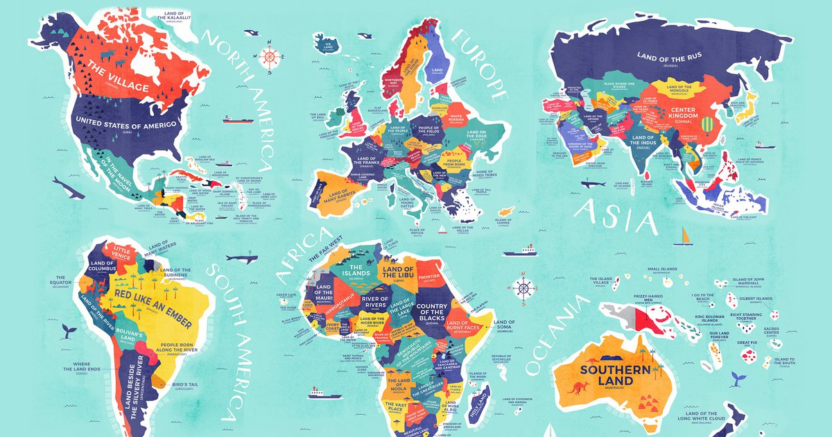 World Map The Literal Translation Of Country Names