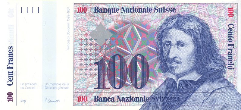 Swiss Franc banknote featuring the Swiss/Italian architect, Francesco Borromini. (Image: keepps)