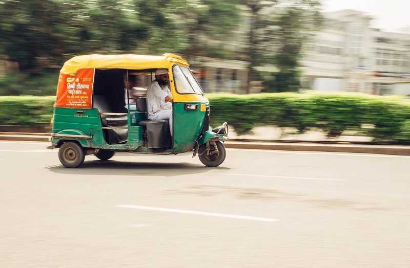 A rare moment of moving traffic in New Delhi.